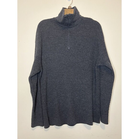 Malagrida Men's 2XL Made in Italy Virgin Wool Blend 1/4 Zip‎ Charcoal Sweater - Picture 1 of 7